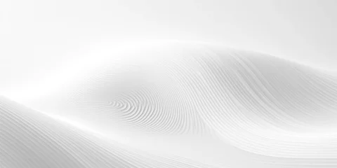 Stof per meter Abstract 3D Background, white grey wavy waves flowing ripple surface © Slanapotam