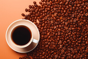 Delicious black coffee drink on solid background.
