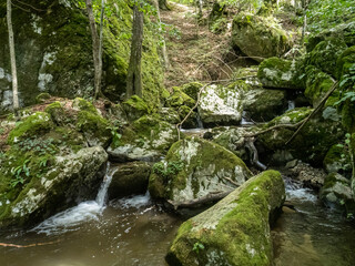 Naklejka na ściany i meble Waterfall on Cerna valley , in Caras Severin county, near Cerna Sat. 