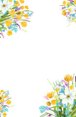 Beautiful flowers frame. Hand drown illustration 