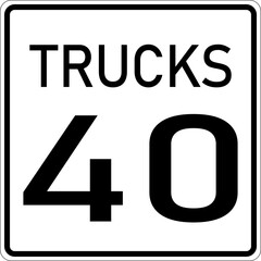 Vector graphic of a usa Trucks 40 highway sign. It consists of the wording Trucks 40 in a white rectangle