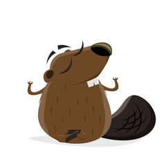 funny cartoon beaver doing yoga