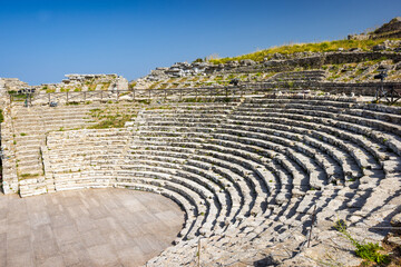Greek Theatre of Segesta. The archaeological site at Sicily, Italy, Europe.