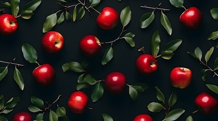 Apples flat lay pattern background.