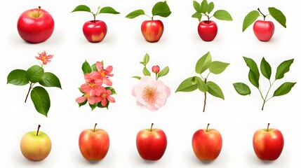 Apples isolated icons illustrations set