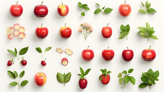 Apples isolated icons illustrations set