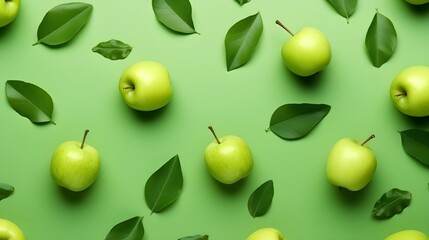 Apples flat lay pattern background.