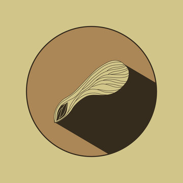recommend clip art: Maple seed logo with shadow. Vector images of natural elements on a brown background for eco design. Linear drawing of a maple lionfish. Autumn mood.