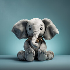 Adorable Domestic Elephant Toy on Colored Background