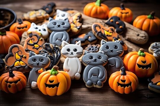 halloween decorated cookies Generative AI