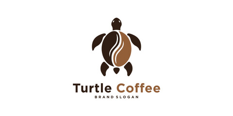 coffee bean with turtle shape for coffee business logo design template