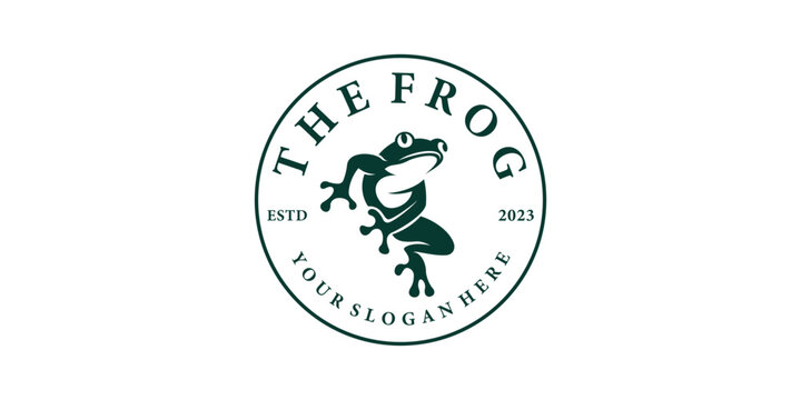 Frog logo emblem design, vector illustration