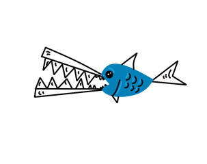 vector illustration of a predatory fish in a scribble style