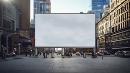 Fototapeta na wymiar Large blank billboard on city street, mock up, 3D rendering.