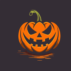 Orange carved pumpkin with smile for your design for the holiday Halloween. Vector illustration.