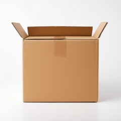 Brown cardboard box on a white background, close-up, isolated. Delivery concept.