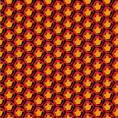 Paint brush hexagons. Hand drawn honeycombs background. Hexahedrons wallpaper. Hives motif. Geometric backdrop. Ethnic digital paper. Web designing. Textile print. Seamless pattern.