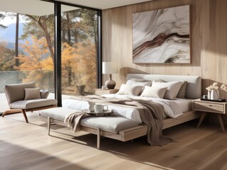 A cozy den adorned with inviting furniture, lush pillows, and vibrant vases, all illuminated by natural light from the windows, creating a tranquil and inviting atmosphere