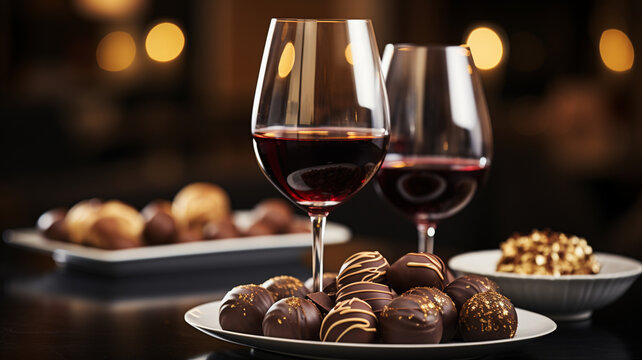 composition with tasty chocolate candies,