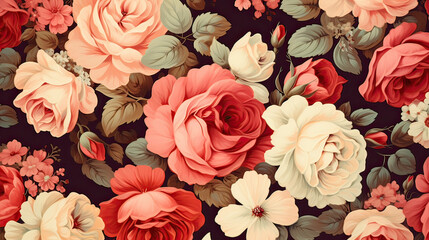 Vintage rose wallpaper pattern. AI generative