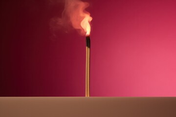 A single lit match releases a blazing red flame, filling the air with its smoky warmth and igniting a passion that cannot be contained - Powered by Adobe