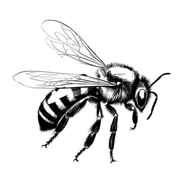 Hand drawn bee outline png