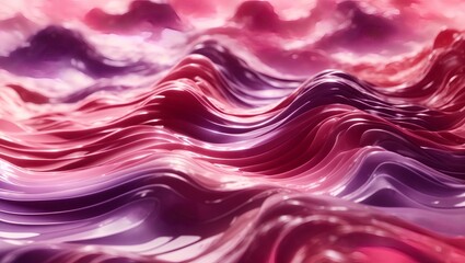  abstract 3D image of digital waves in shades of pink and purple with a wide-angle lens
