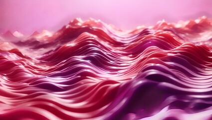  abstract 3D image of digital waves in shades of pink and purple with a wide-angle lens