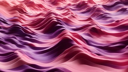  abstract 3D image of digital waves in shades of pink and purple with a wide-angle lens