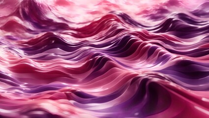  abstract 3D image of digital waves in shades of pink and purple with a wide-angle lens