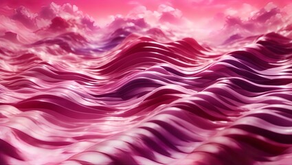  abstract 3D image of digital waves in shades of pink and purple with a wide-angle lens