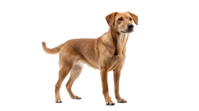 Portrait of a friendly dog, on a transparent background