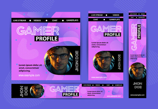 Web Banner Gaming Profile Memphis Purple