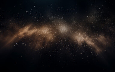 Naklejka premium Background flying dust grains in a dark room with a dark dark background, Empty walls, particles lights, smoke, glow, rays