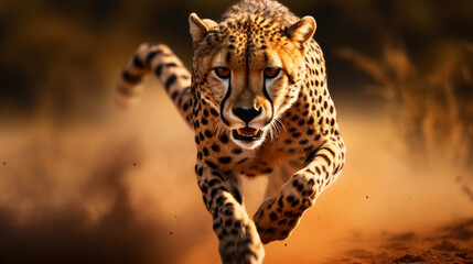 A majestic cheetah, poised for a sprint, exuding power and grace.
