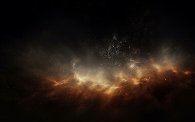 Obraz premium Background flying dust grains in a dark room with a dark dark background, Empty walls, particles lights, smoke, glow, rays