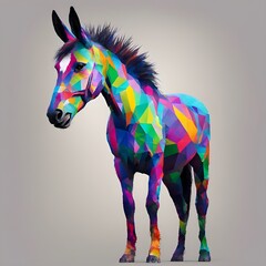 Fototapeta na wymiar Rainbow-coloured painted art horse