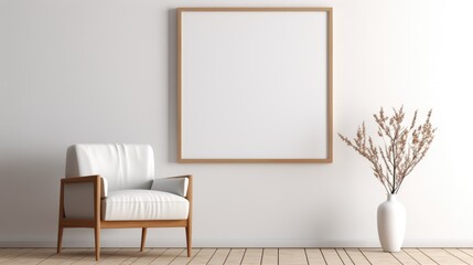 Wooden picture frame on Scandinavian style furniture