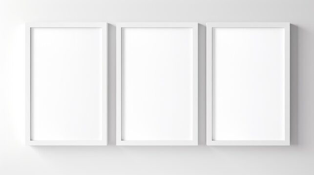 Picture frame on a white wall in a minimalist interior