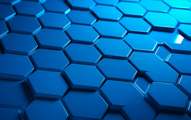 Blue hexagon pattern.3d rendering 