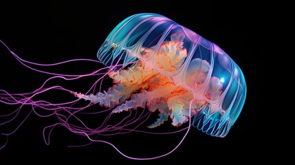 ocean life: glowing jellyfish, deep sea, light in the dark