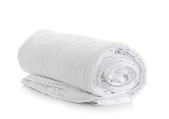 Rolled blanket isolated on white background