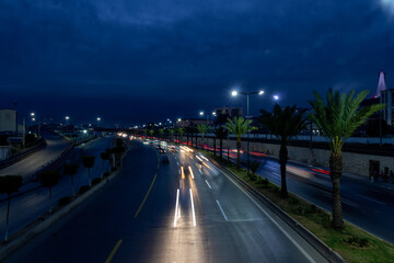 Fototapeta na wymiar Highway in Algiers, Alger, Ageria by night.