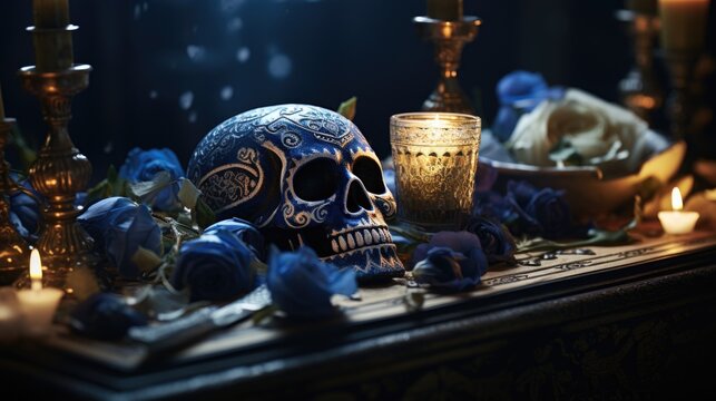 Dia de muertos, traditional Mexican holiday honoring the memory of deceased relatives and friends. it is believed that souls of deceased temporarily return to earth to commune with their loved ones.