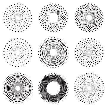 Collection of abstract symbol of circular dotted pattern