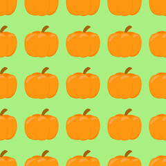 Vector seamless pattern with pumpkins. Hand drawn colorful illustration. Halloween background