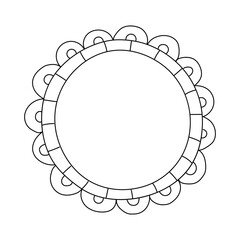Beautiful graceful doodle photo frame. Hand drawn minimalistic element isolated on white background.