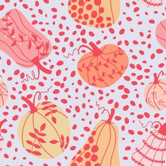 Halloween pumpkins seamless autumn harvest vegetable pattern for wrapping paper and fabrics and kids