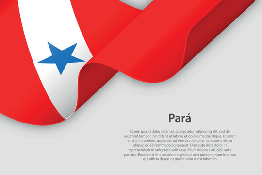 3d ribbon with flag Para. Brazilian state. isolated on white background