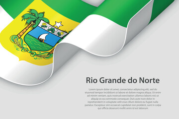 3d ribbon with flag Rio Grande do Norte. Brazilian state. isolated on white background
